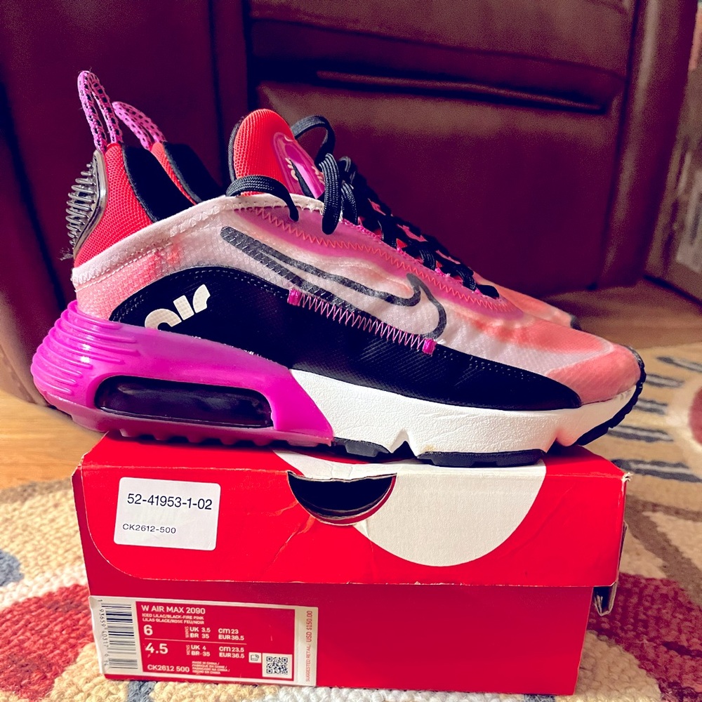 Women’s Nike Air Max 2090 pink colorway. The CK2612-500 style code - size 6